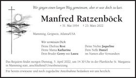 Traueranzeige Manfred Ratzenböck
