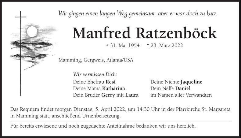 Traueranzeige Manfred Ratzenböck