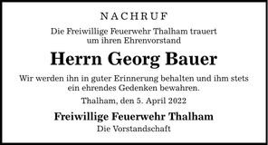 Traueranzeige Georg Bauer