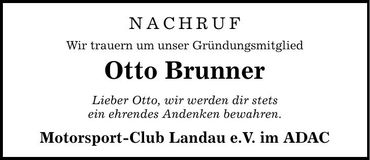 Traueranzeige Otto Brunner
