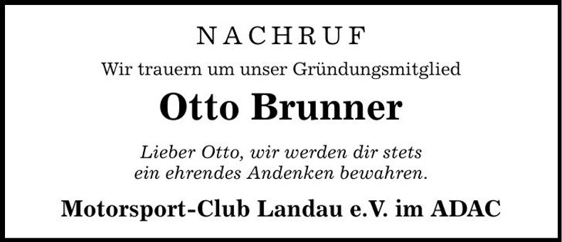 Traueranzeige Otto Brunner
