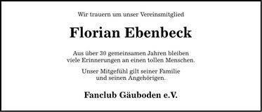 Traueranzeige Florian Ebenbeck