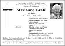Traueranzeige Marianne Graßl
