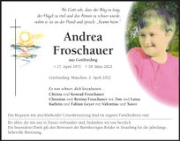 Traueranzeige Andrea Froschauer