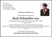 Traueranzeige Karl Schneider
