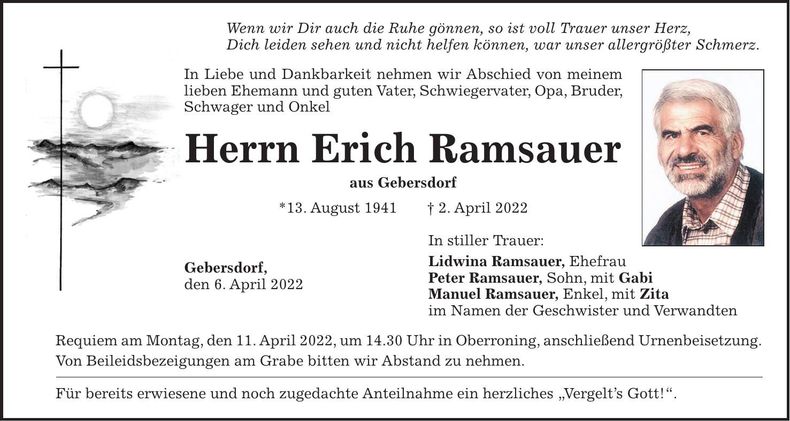 Traueranzeige Erich Ramsauer
