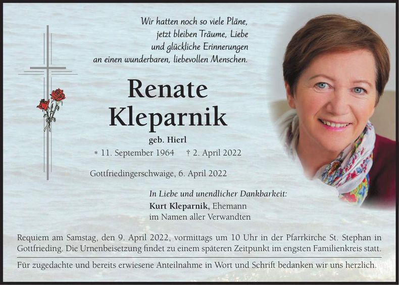 Traueranzeige Renate Kleparnik