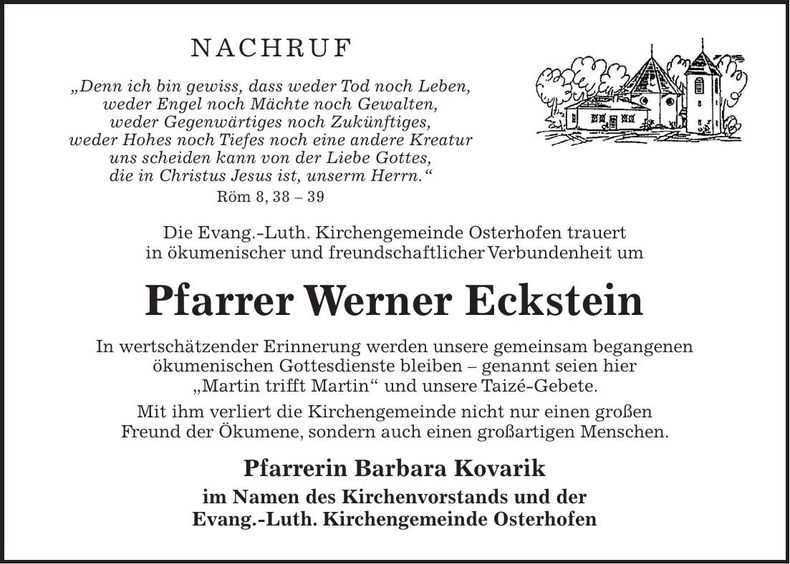Traueranzeige Werner Eckstein