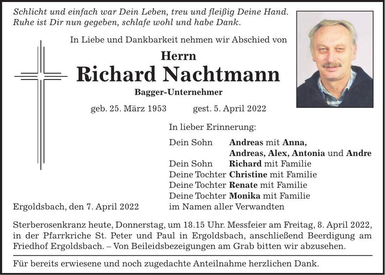 Traueranzeige Richard Nachtmann