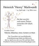 Traueranzeige Heinrich Markwardt