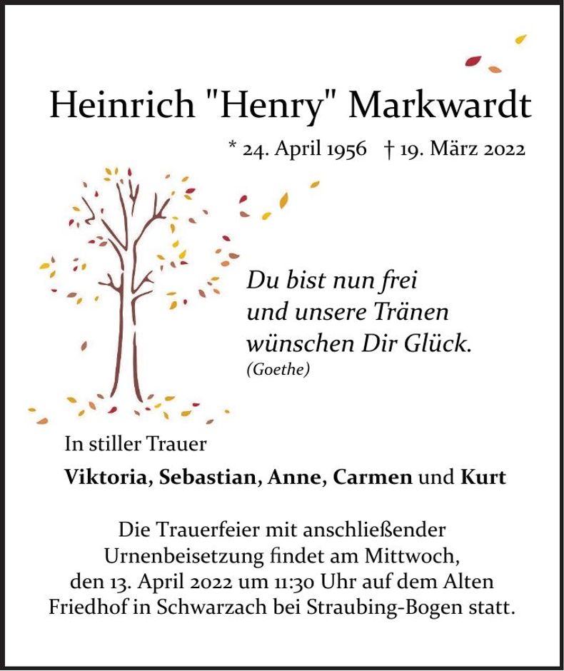 Traueranzeige Heinrich Markwardt