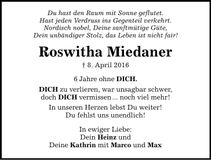 Traueranzeige Roswitha Miedaner