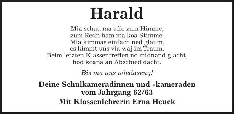 Traueranzeige Harald Lettner