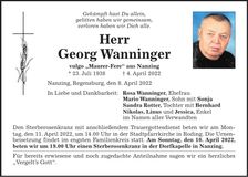 Traueranzeige Georg Wanninger