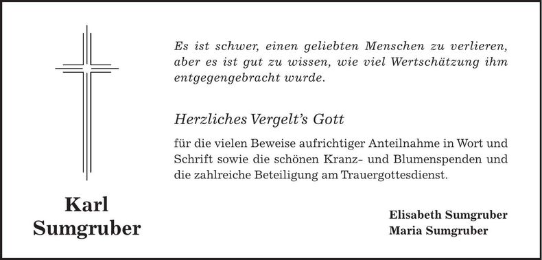 Traueranzeige Karl Sumgruber