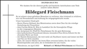 Traueranzeige Hildegard Fleischmann