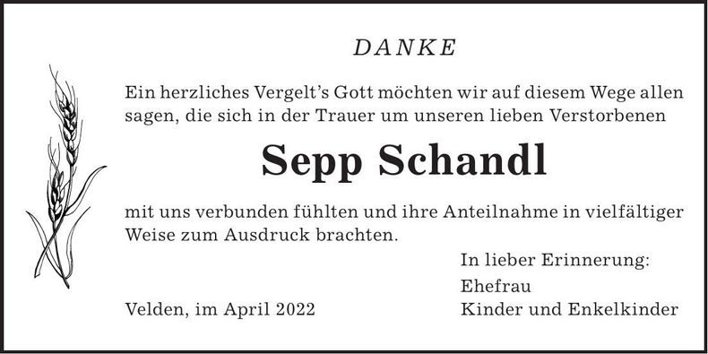 Traueranzeige Sepp Schandl