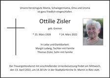 Traueranzeige Ottilie Zisler