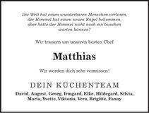 Traueranzeige Matthias Baumgartner
