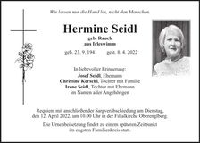 Traueranzeige Hermine Seidl