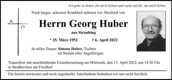 Traueranzeige Georg Huber