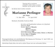 Traueranzeige Marianne Perlinger
