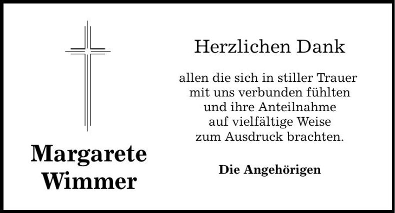 Traueranzeige Margarete Wimmer