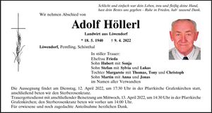 Traueranzeige Adolf Höllerl