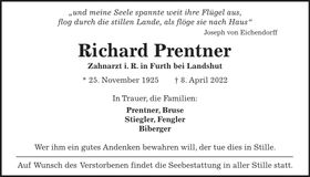 Traueranzeige Richard Prentner