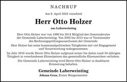 Traueranzeige Otto Holzer