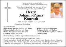 Traueranzeige Johann-Franz Konradt