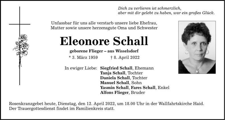 Traueranzeige Eleonore Schall