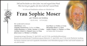 Traueranzeige Sophie Moser