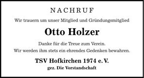 Traueranzeige Otto Holzer