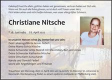 Traueranzeige Christiane Nitsche