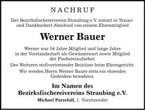 Traueranzeige Werner Bauer