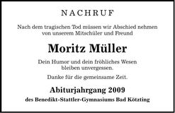 Traueranzeige Moritz Müller
