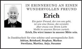 Traueranzeige Erich Stettmer