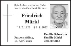 Traueranzeige Friedrich Märkl