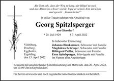 Traueranzeige Georg Spitzlsperger
