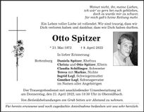 Traueranzeige Otto Spitzer