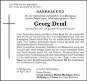 Traueranzeige Georg Deml