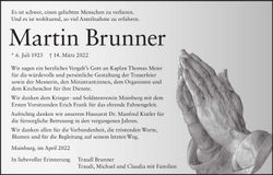 Traueranzeige Martin Brunner