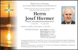 Traueranzeige Josef Hiermer