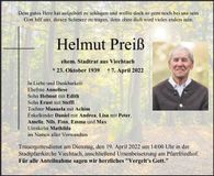 Traueranzeige Helmut Preiß