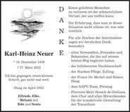 Traueranzeige Karl-Heinz Neuer