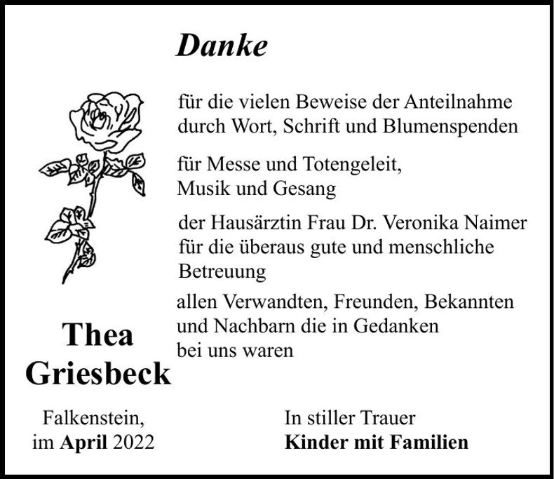 Traueranzeige Thea Griesbeck