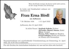 Traueranzeige Erna Hödl