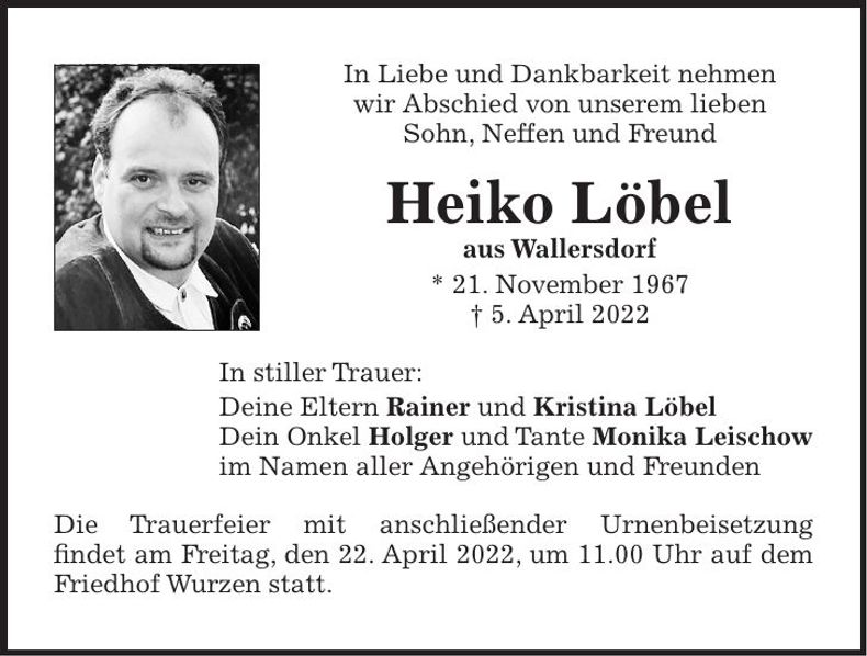 Traueranzeige Heiko Löbel