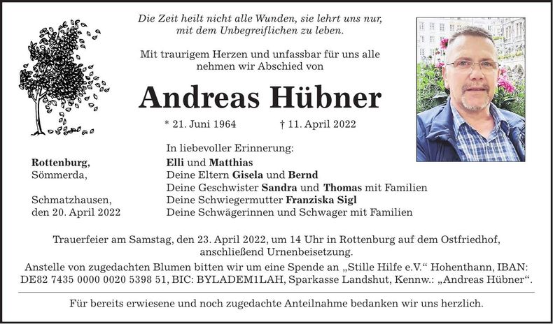 Traueranzeige Andreas Hübner